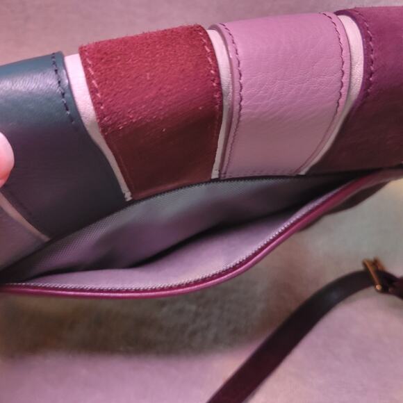 Fossil Small Crossbody Bag Maya Shoulder Purse Purple Multi Stripe Leather - Picture 4 of 12